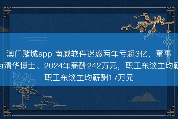 澳门赌城app 南威软件迷惑两年亏超3亿，董事长吴志雄为清华博士、2024年薪酬242万元，职工东谈主均薪酬17万元