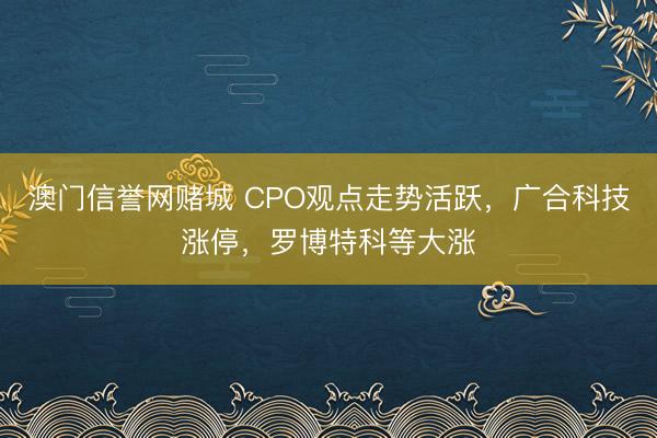 澳门信誉网赌城 CPO观点走势活跃，广合科技涨停，罗博特科等大涨