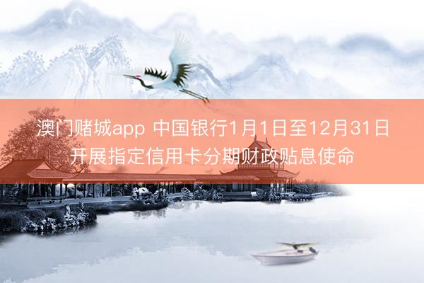 澳门赌城app 中国银行1月1日至12月31日开展指定信用卡分期财政贴息使命