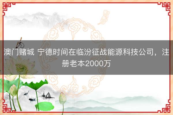 澳门赌城 宁德时间在临汾征战能源科技公司，注册老本2000万