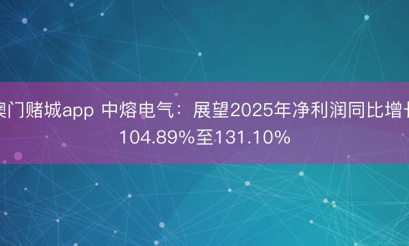 澳门赌城app 中熔电气：展望2025年净利润同比增长104.89%至131.10%