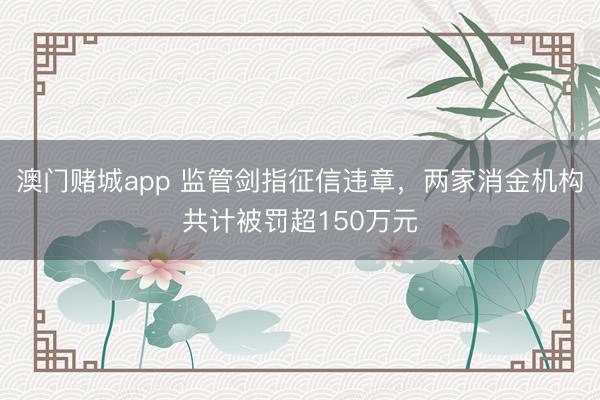 澳门赌城app 监管剑指征信违章，两家消金机构共计被罚超150万元