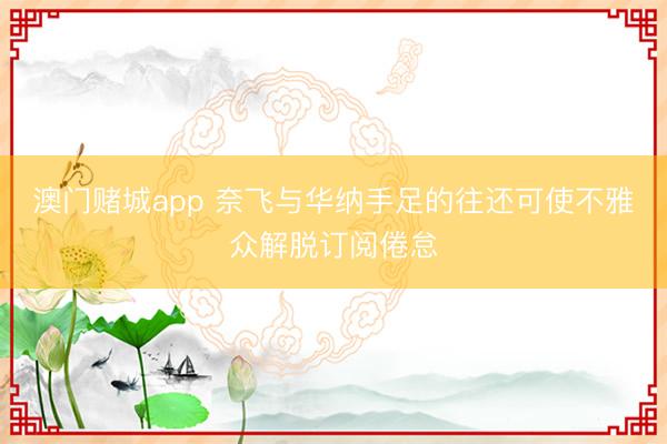 澳门赌城app 奈飞与华纳手足的往还可使不雅众解脱订阅倦怠
