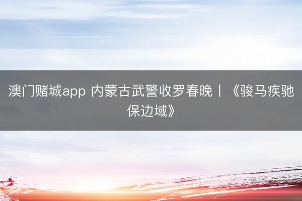 澳门赌城app 内蒙古武警收罗春晚丨《骏马疾驰保边域》