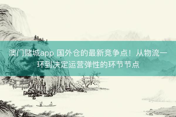 澳门赌城app 国外仓的最新竞争点!从物流一环到决定运营弹性的环节节点