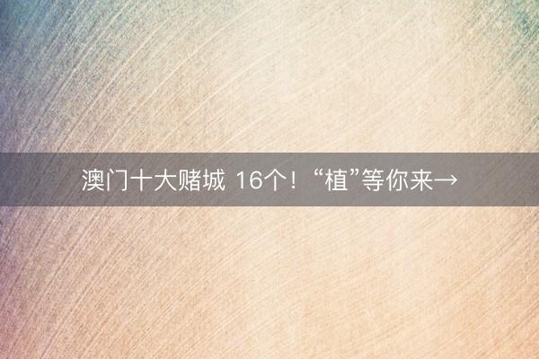 澳门十大赌城 16个！“植”等你来→
