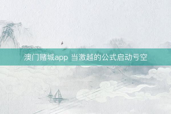 澳门赌城app 当激越的公式启动亏空