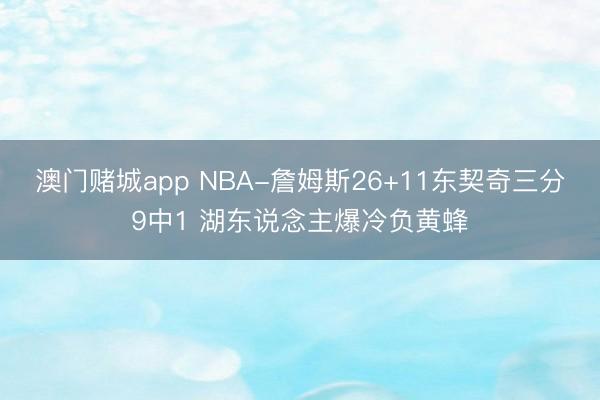 澳门赌城app NBA-詹姆斯26+11东契奇三分9中1 湖东说念主爆冷负黄蜂