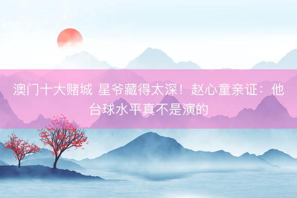 澳门十大赌城 星爷藏得太深！赵心童亲证：他台球水平真不是演的