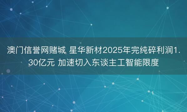 澳门信誉网赌城 星华新材2025年完纯碎利润1.30亿元 加速切入东谈主工智能限度
