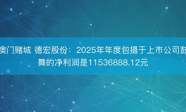 澳门赌城 德宏股份：2025年年度包摄于上市公司鼓舞的净利润是11536888.12元