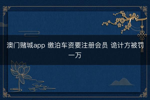 澳门赌城app 缴泊车资要注册会员 诡计方被罚一万