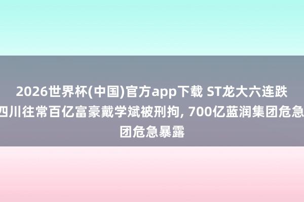 2026世界杯(中国)官方app下载 ST龙大六连跌停! 四川往常百亿富豪戴学斌被刑拘， 700亿蓝润集团危急暴露
