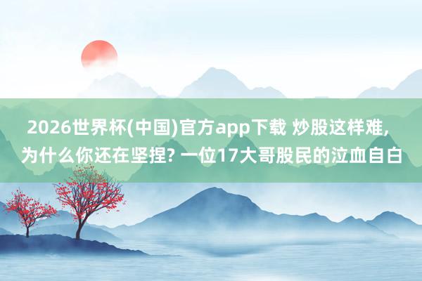 2026世界杯(中国)官方app下载 炒股这样难， 为什么你还在坚捏? 一位17大哥股民的泣血自白
