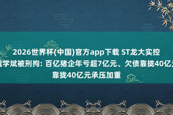 2026世界杯(中国)官方app下载 ST龙大实控东说念主戴学斌被刑拘: 百亿猪企年亏超7亿元、欠债靠拢40亿元承压加重