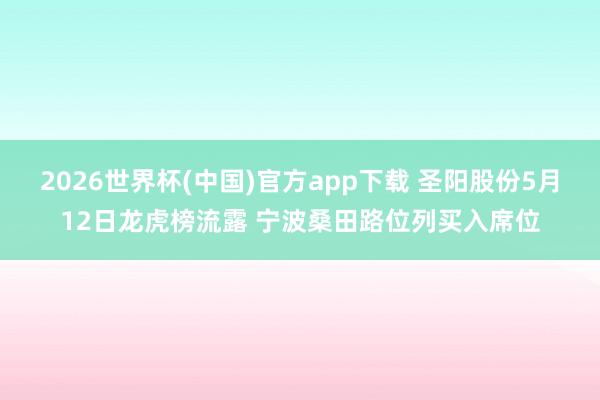 2026世界杯(中国)官方app下载 圣阳股份5月12日龙虎榜流露 宁波桑田路位列买入席位