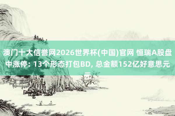澳门十大信誉网2026世界杯(中国)官网 恒瑞A股盘中涨停: 13个形态打包BD， 总金额152亿好意思元