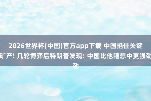 2026世界杯(中国)官方app下载 中国掐住关键矿产! 几轮博弈后特朗普发现: 中国比他瞎想中更强劲