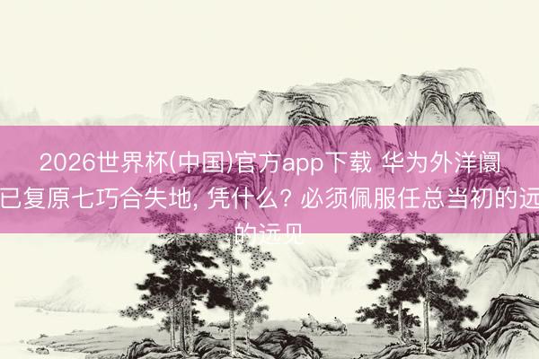 2026世界杯(中国)官方app下载 华为外洋阛阓已复原七巧合失地， 凭什么? 必须佩服任总当初的远见