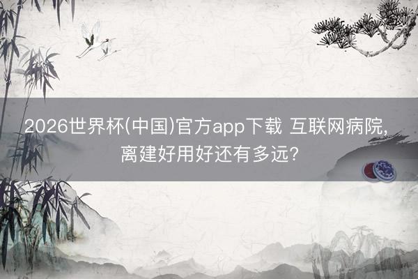 2026世界杯(中国)官方app下载 互联网病院, 离建好用好还有多远?