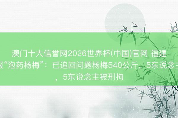 澳门十大信誉网2026世界杯(中国)官网 福建漳州通报“泡药杨梅”:已追回问题杨梅540公斤,5东说念主被刑拘