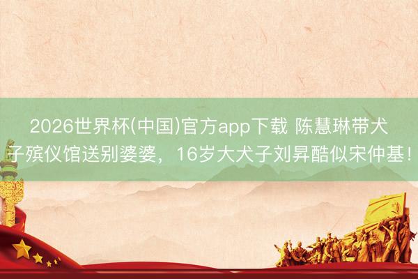 2026世界杯(中国)官方app下载 陈慧琳带犬子殡仪馆送别婆婆，16岁大犬子刘昇酷似宋仲基！