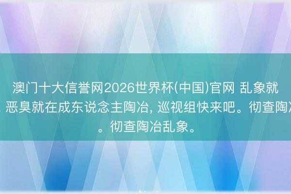 澳门十大信誉网2026世界杯(中国)官网 乱象就在升本， 恶臭就在成东说念主陶冶， 巡视组快来吧。彻查陶冶乱象。