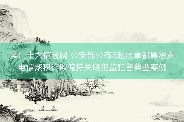 澳门十大信誉网 公安部公布5起照章都集惩责电信聚积诈欺偏持关联犯监犯警典型案例